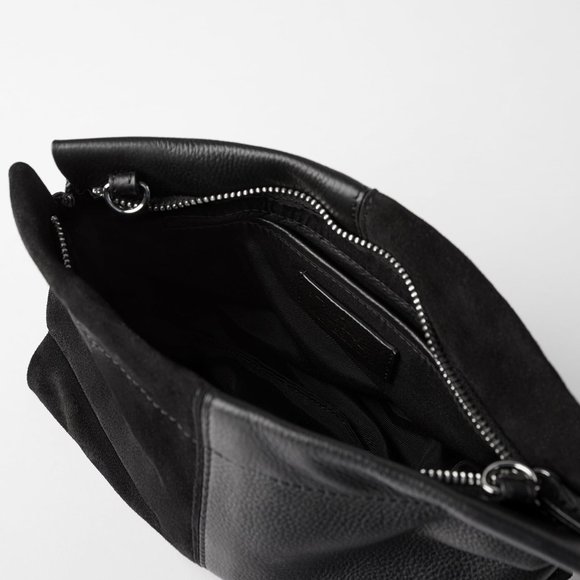 NWT ZARA Black Crossbody Leather Bag - Picture 5 of 10